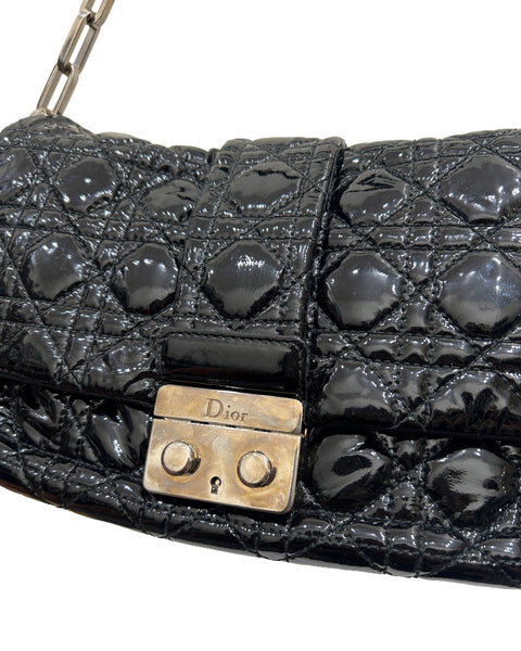 Dior New Lock Cannage Quilted Patent Leather Flap Bag