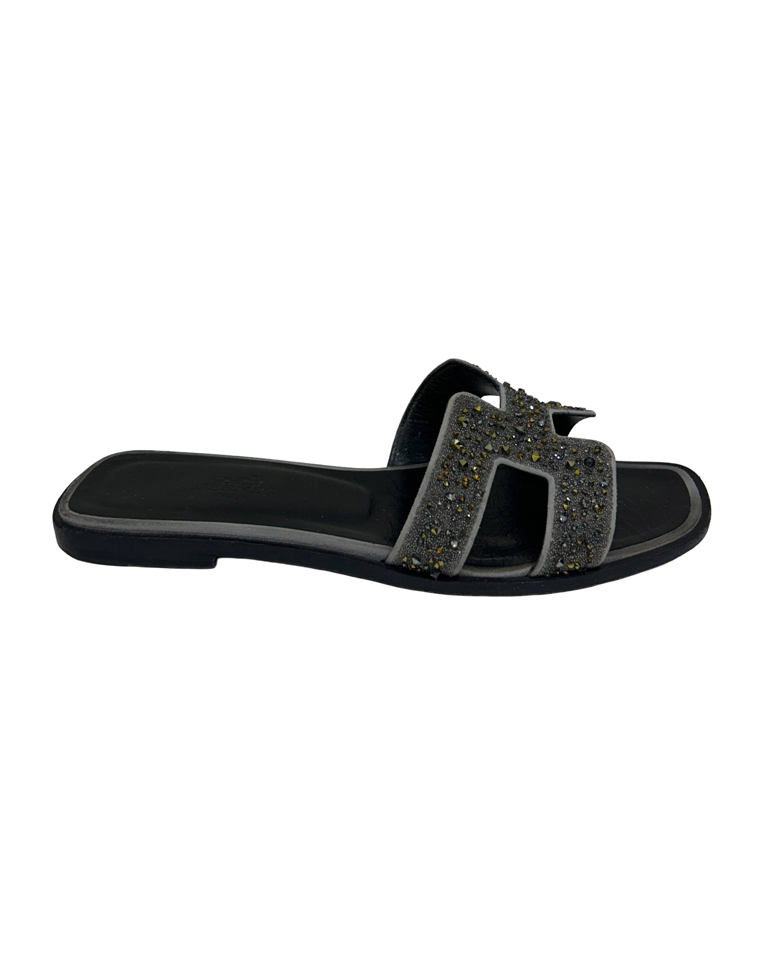 Hermes Size 36.5 Rhinestone Embellished Oran Sandals
