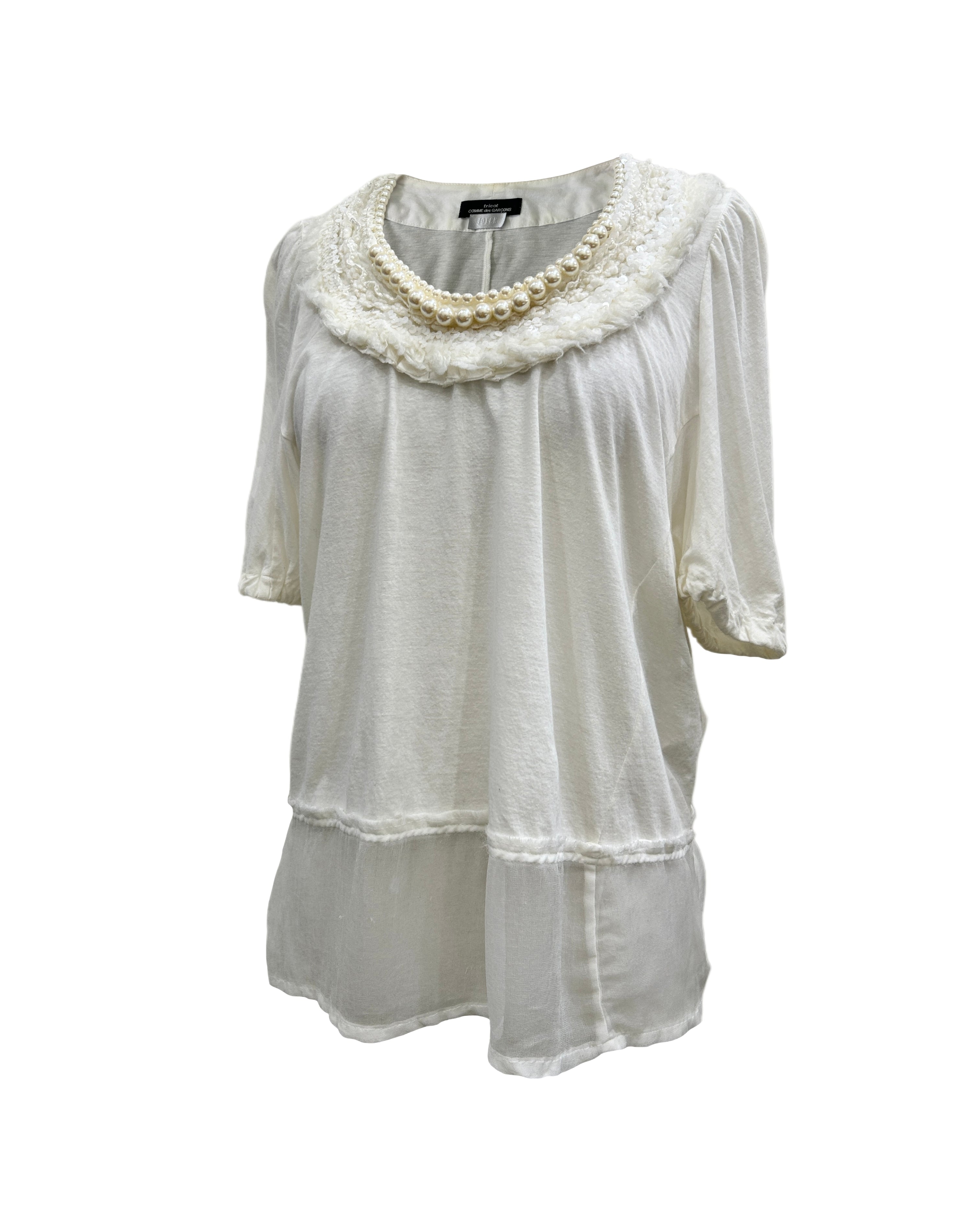Tricot Comme Des Garcons Pearl Neckline Top