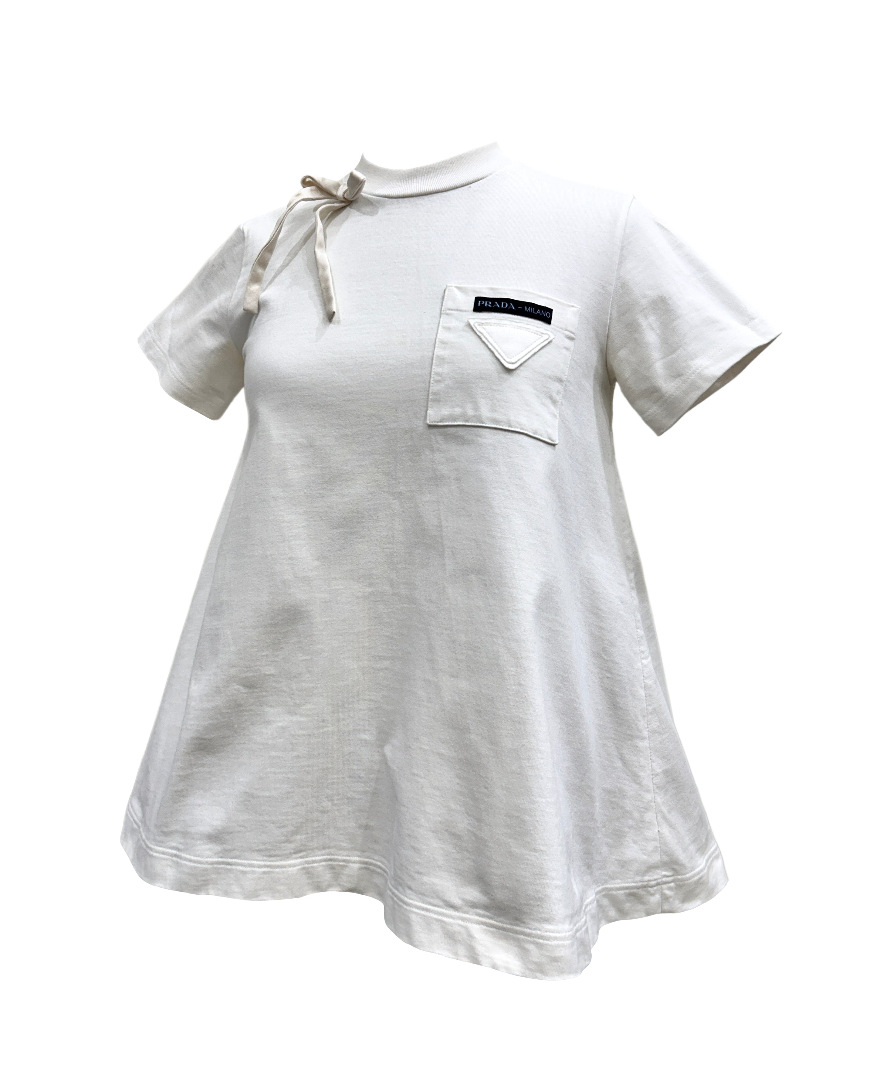Prada Size 36 A-Line Bow Detail T-Shirt