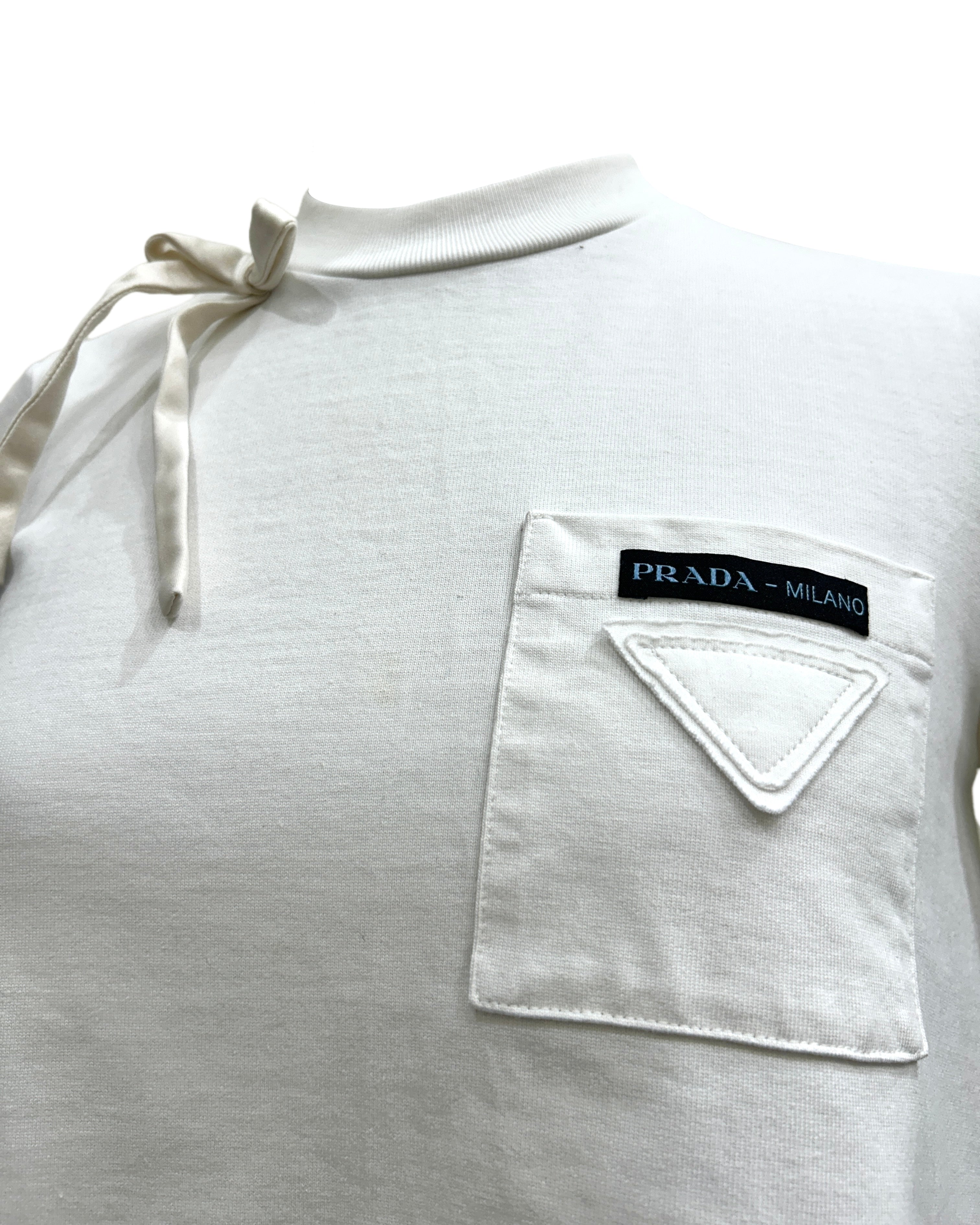 Prada Size 36 A-Line Bow Detail T-Shirt