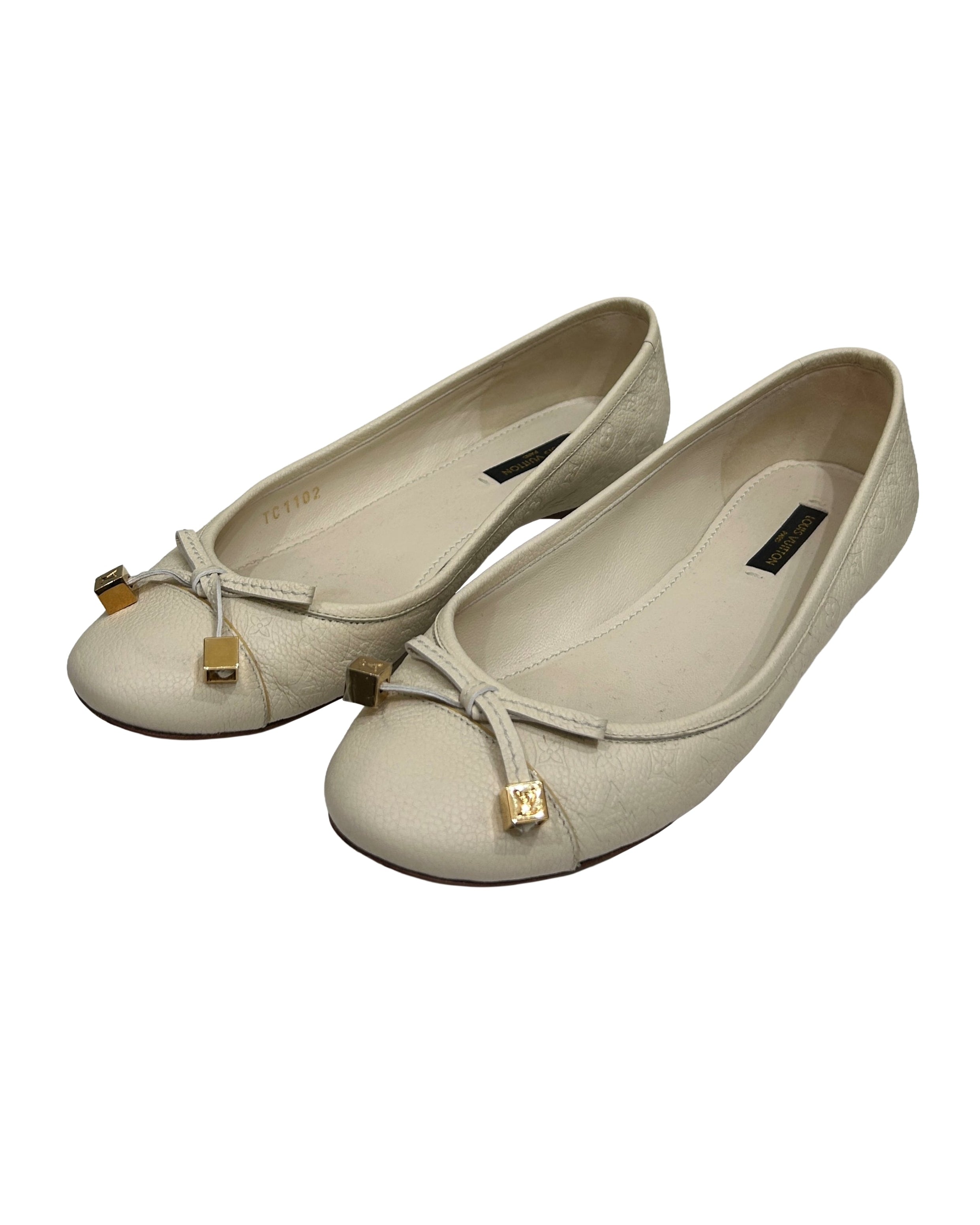 Louis Vuitton Size 37 Debbie Monogram Cap Toe Ballet Flats
