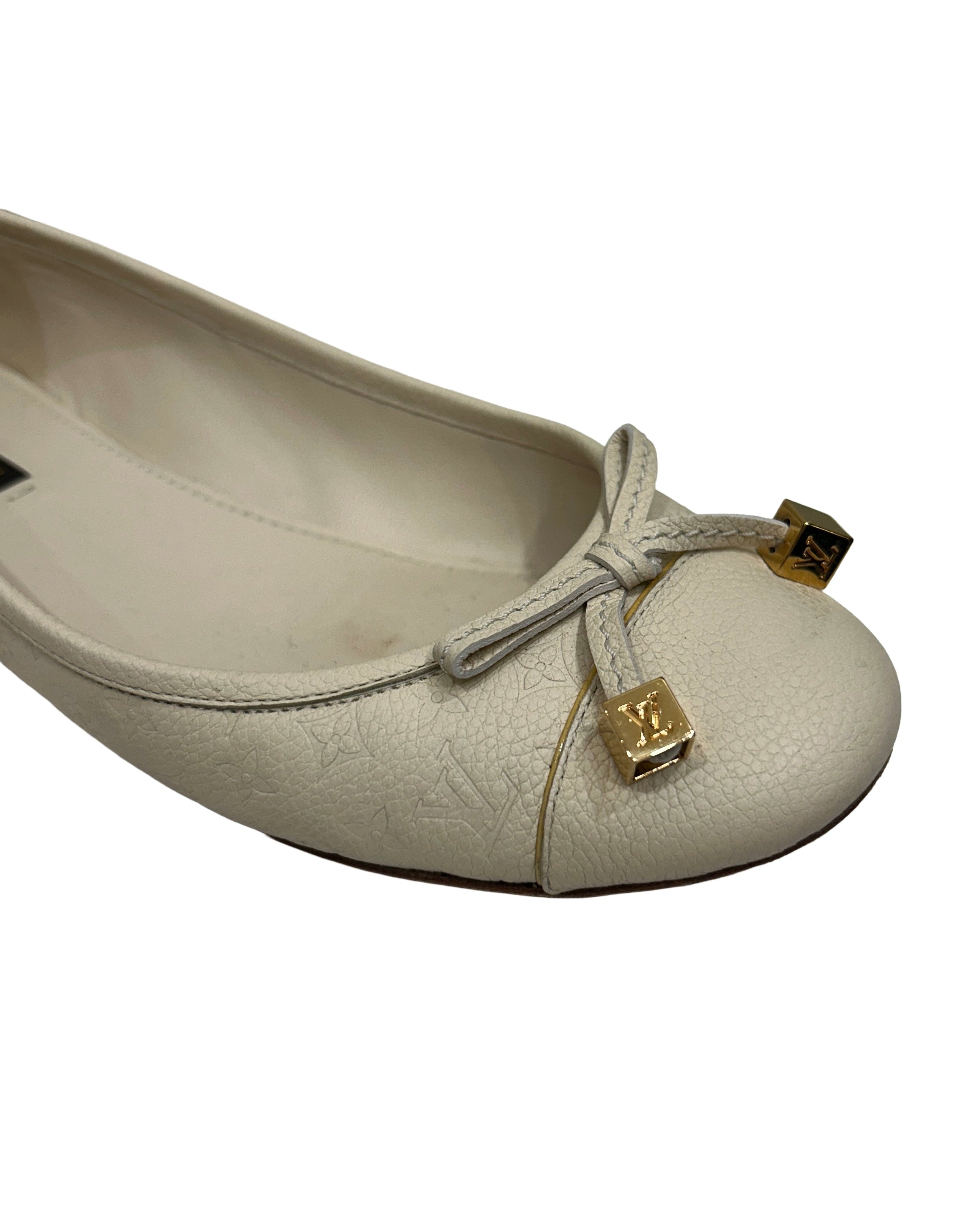 Louis Vuitton Size 37 Debbie Monogram Cap Toe Ballet Flats