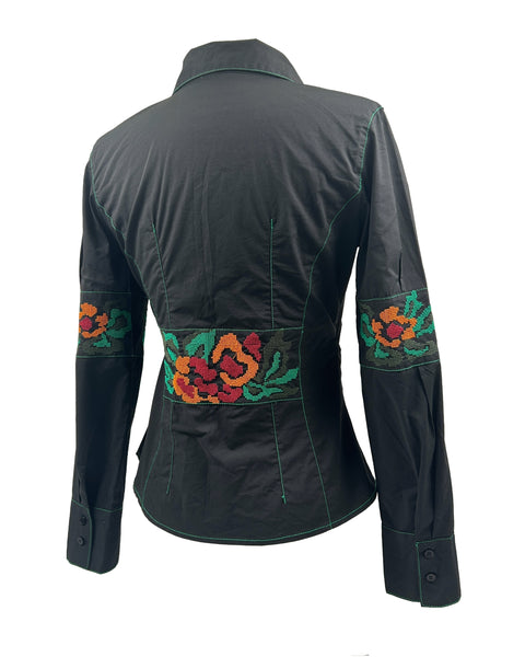 Moschino Size 4 Cross-Stitch Embroidered Shirt