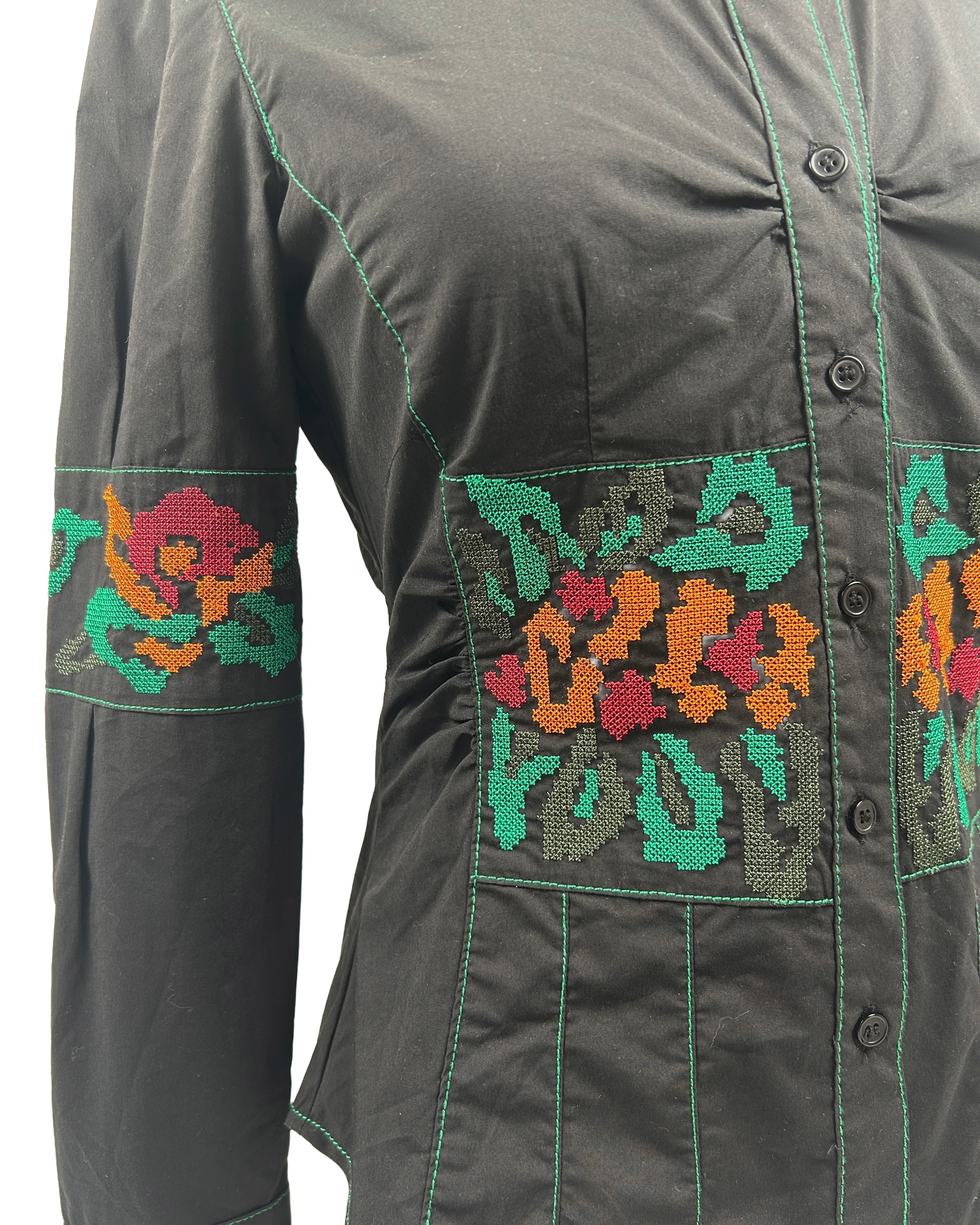 Moschino Size 4 Cross-Stitch Embroidered Shirt