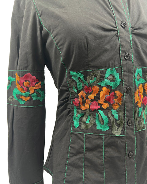 Moschino Size 4 Cross-Stitch Embroidered Shirt