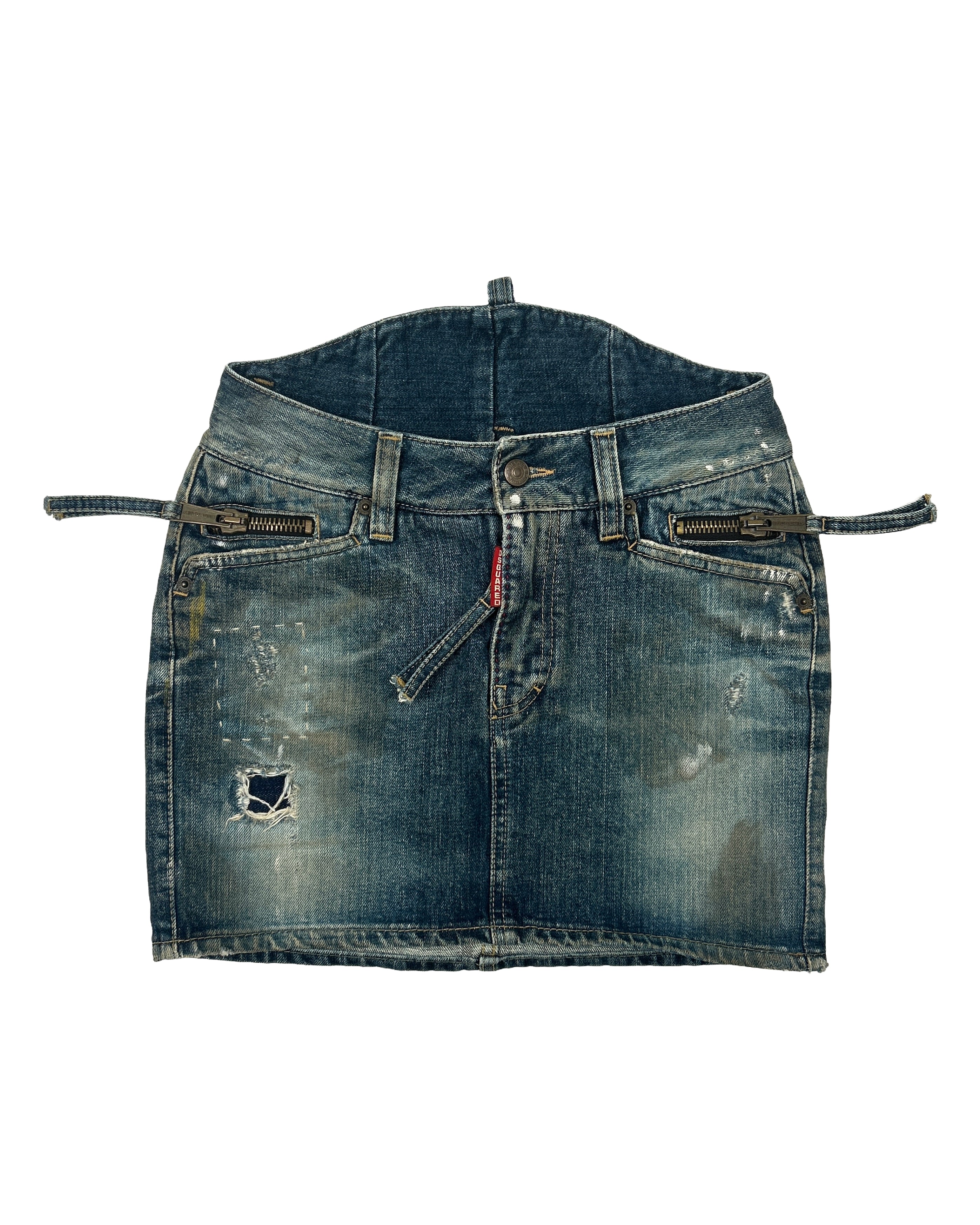 Dsquared2 Size 27" Distressed Denim Mini Skirt