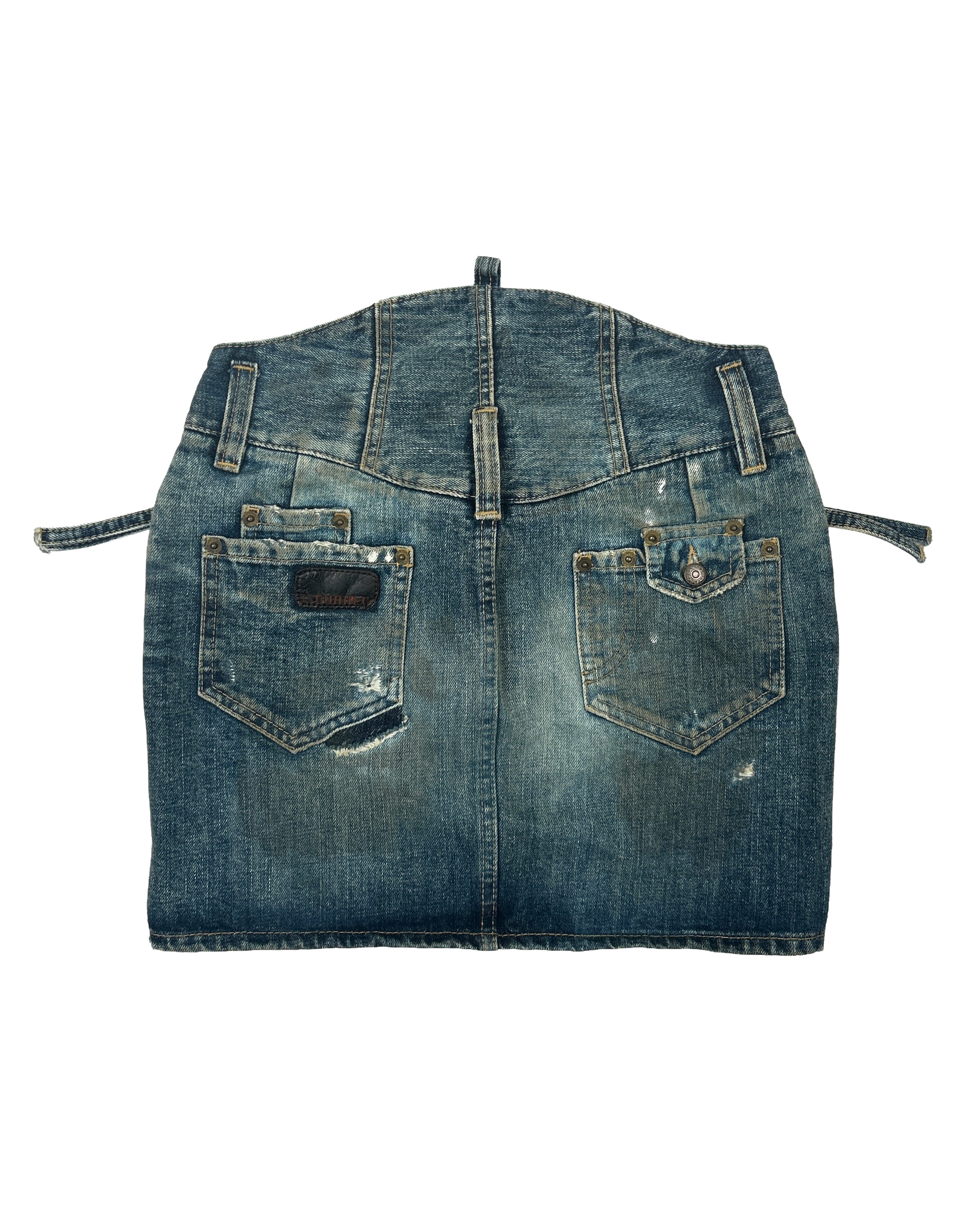 Dsquared2 Size 27" Distressed Denim Mini Skirt