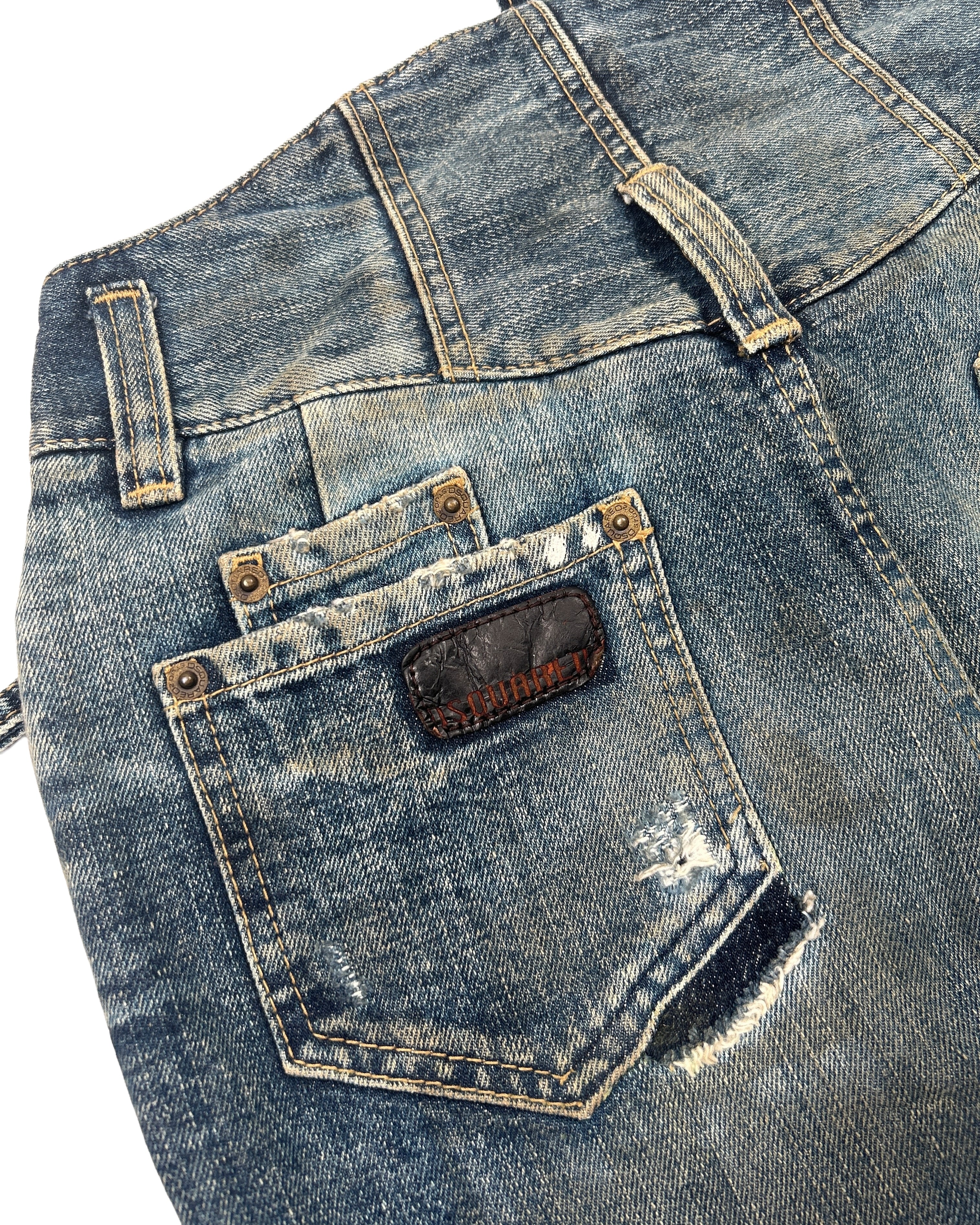 Dsquared2 Size 27" Distressed Denim Mini Skirt
