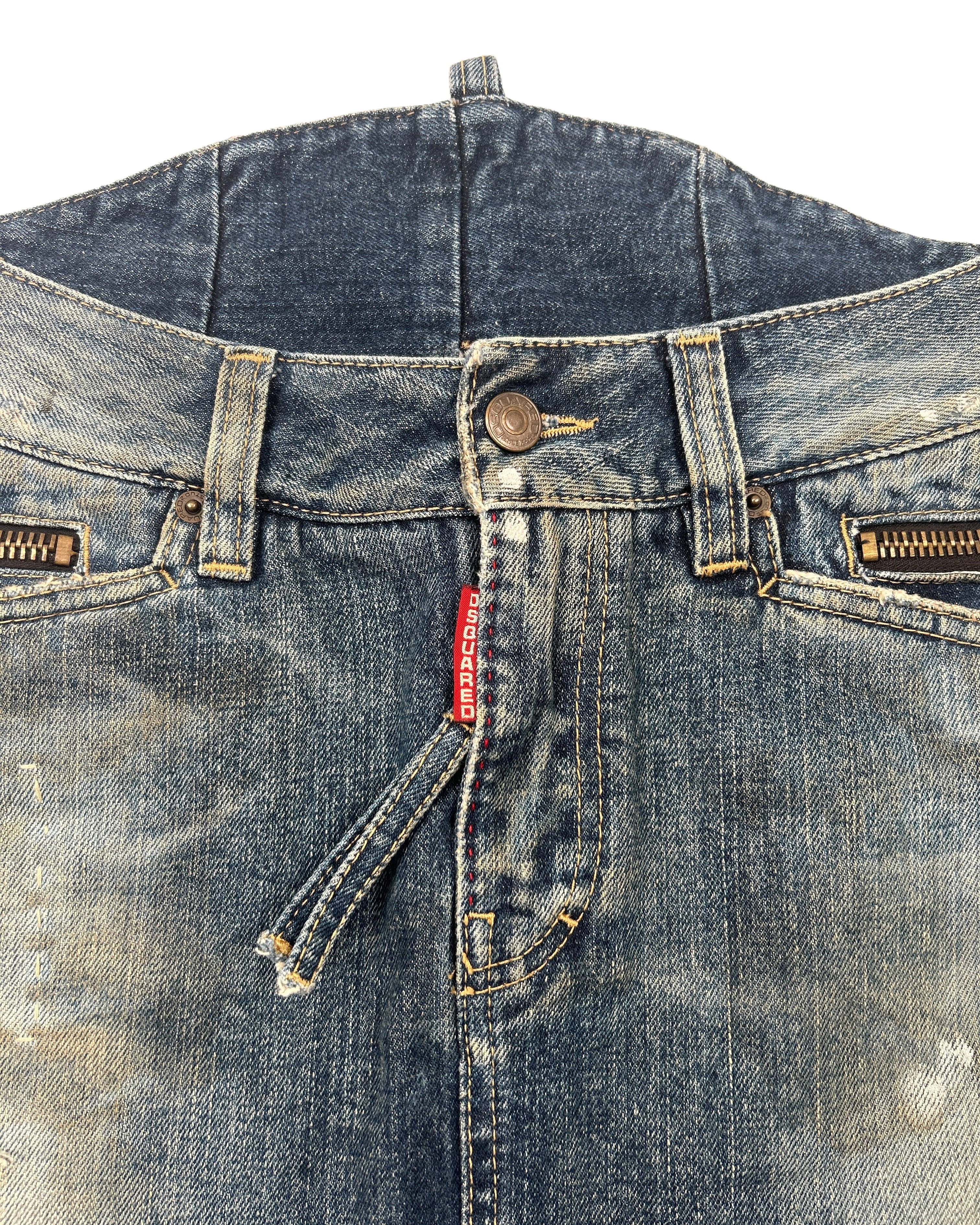 Dsquared2 Size 27" Distressed Denim Mini Skirt