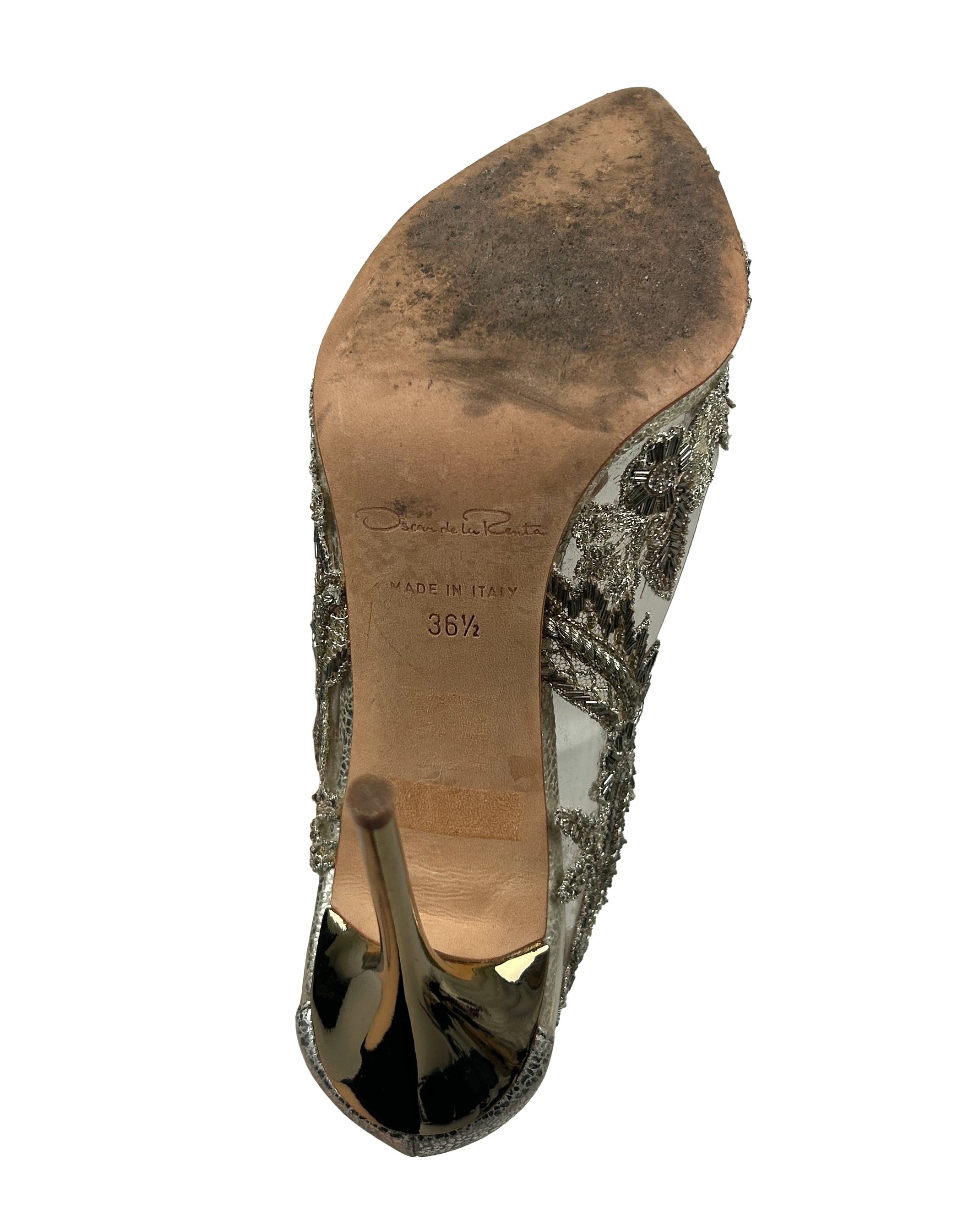Oscar de la Renta Size 36.5 Beaded PVC Pumps
