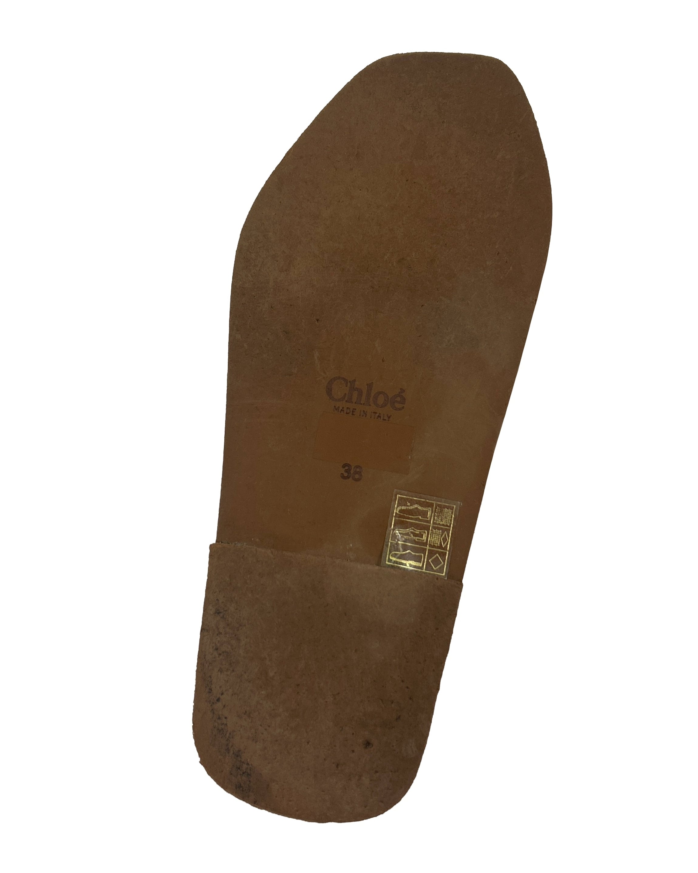 Chloe Size 38 Woody Canvas Logo Slides