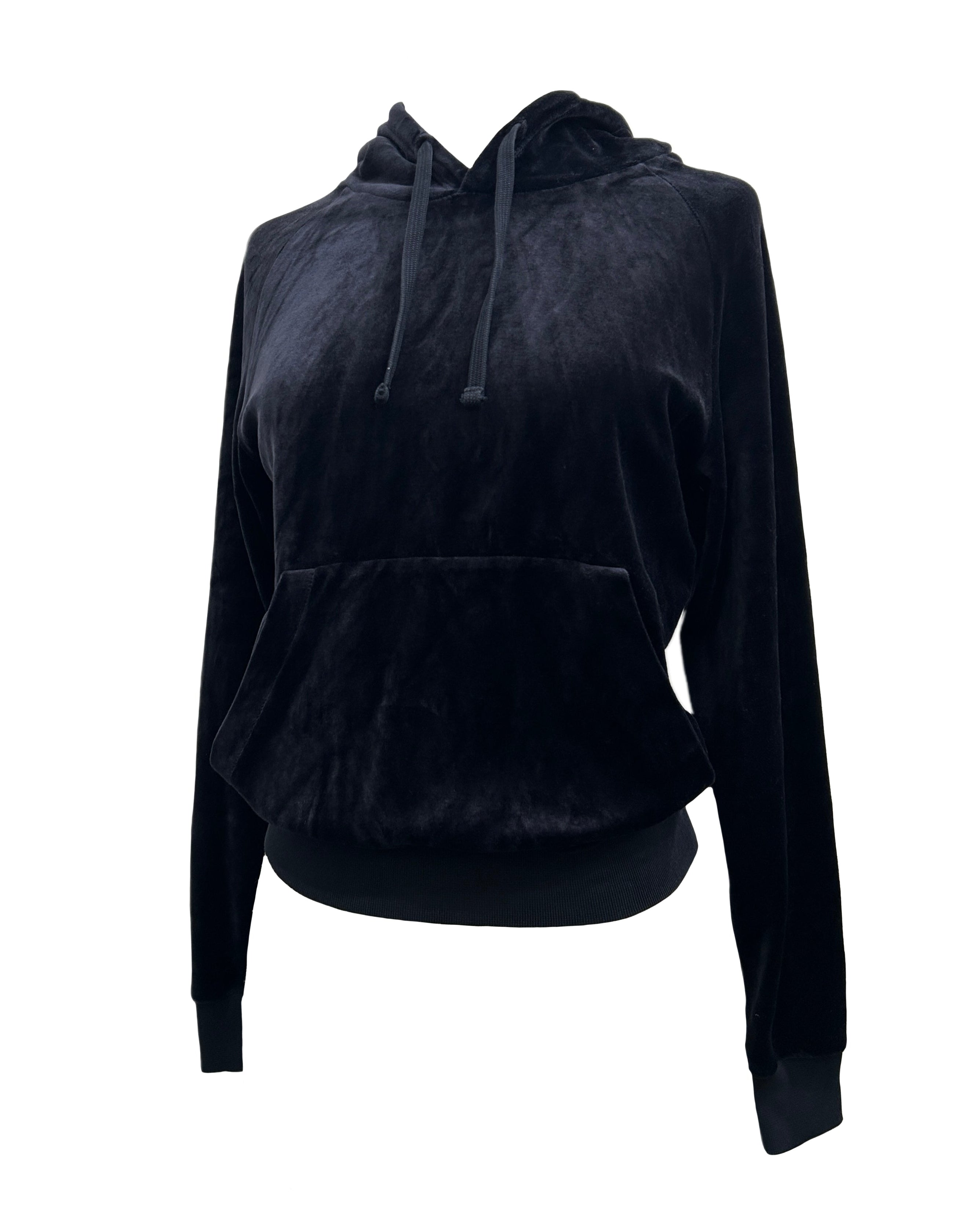 Vetements Size XS Velour Rhinestone Hooded Sweatshirt