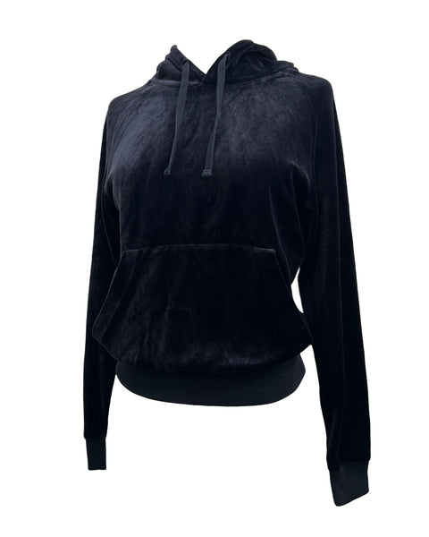 Vetements Size XS Velour Rhinestone Hooded Sweatshirt