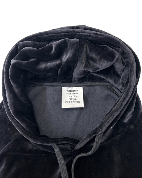 Vetements Size XS Velour Rhinestone Hooded Sweatshirt