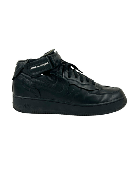 Comme des Garcons x Nike Size 12 Air Force 1 Mid 'Triple Black' Sneakers