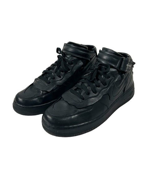 Comme des Garcons x Nike Size 12 Air Force 1 Mid 'Triple Black' Sneakers