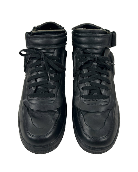 Comme des Garcons x Nike Size 12 Air Force 1 Mid 'Triple Black' Sneakers