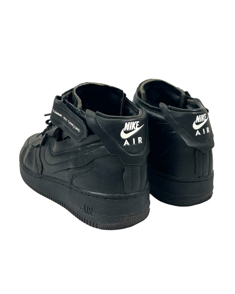 Comme des Garcons x Nike Size 12 Air Force 1 Mid 'Triple Black' Sneakers
