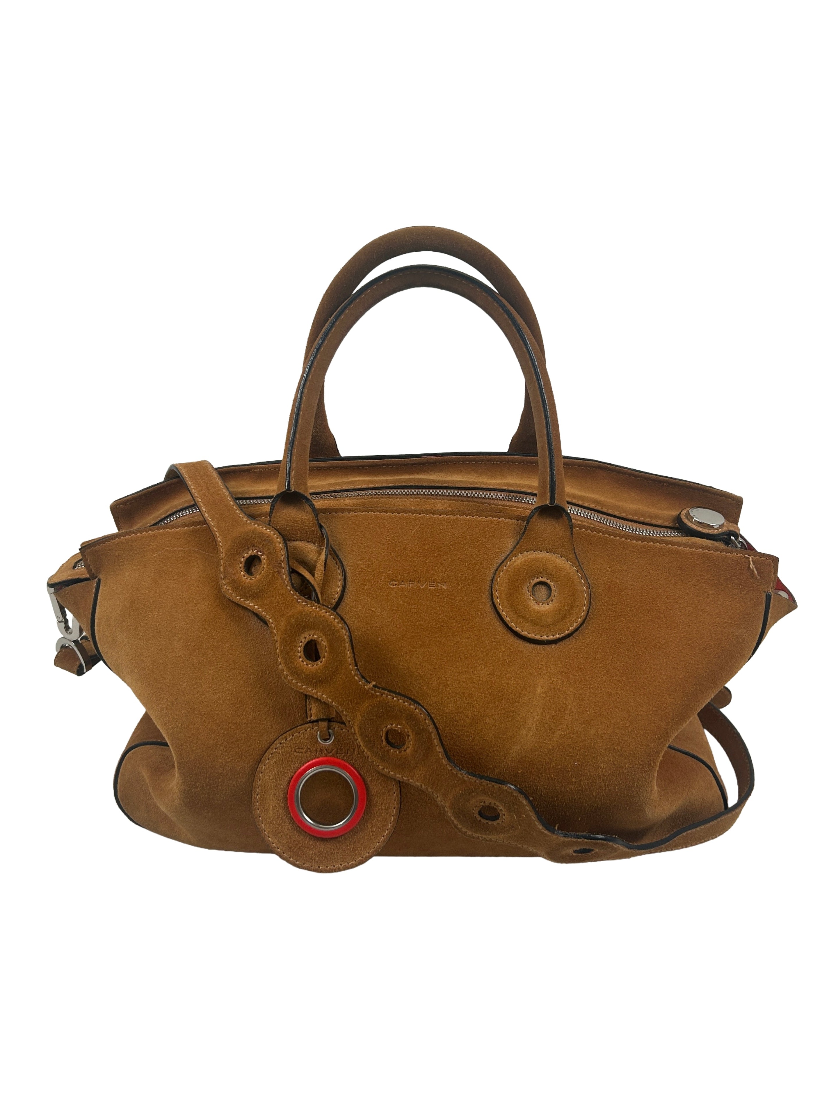 Carven Cognac Suede Shoulder Bag
