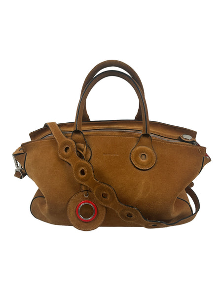 Carven Cognac Suede Shoulder Bag