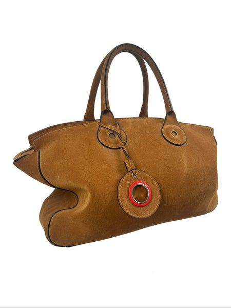 Carven Cognac Suede Shoulder Bag