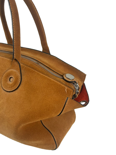 Carven Cognac Suede Shoulder Bag