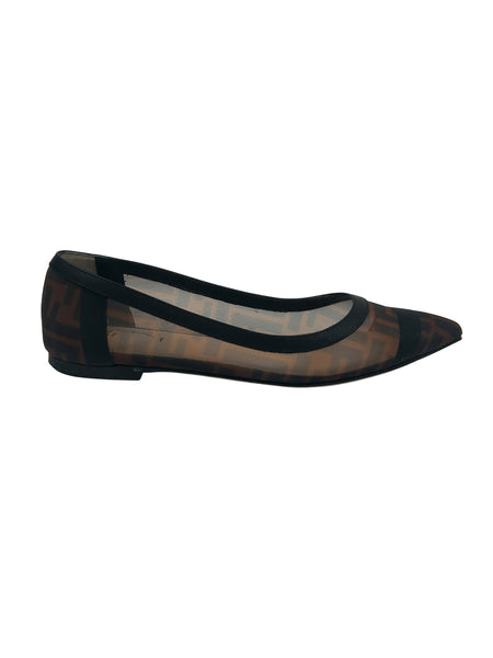 Fendi Size 37 Zucca Mesh Skimmer Ballet Flats