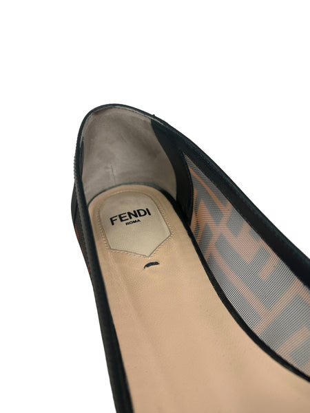 Fendi Size 37 Zucca Mesh Skimmer Ballet Flats