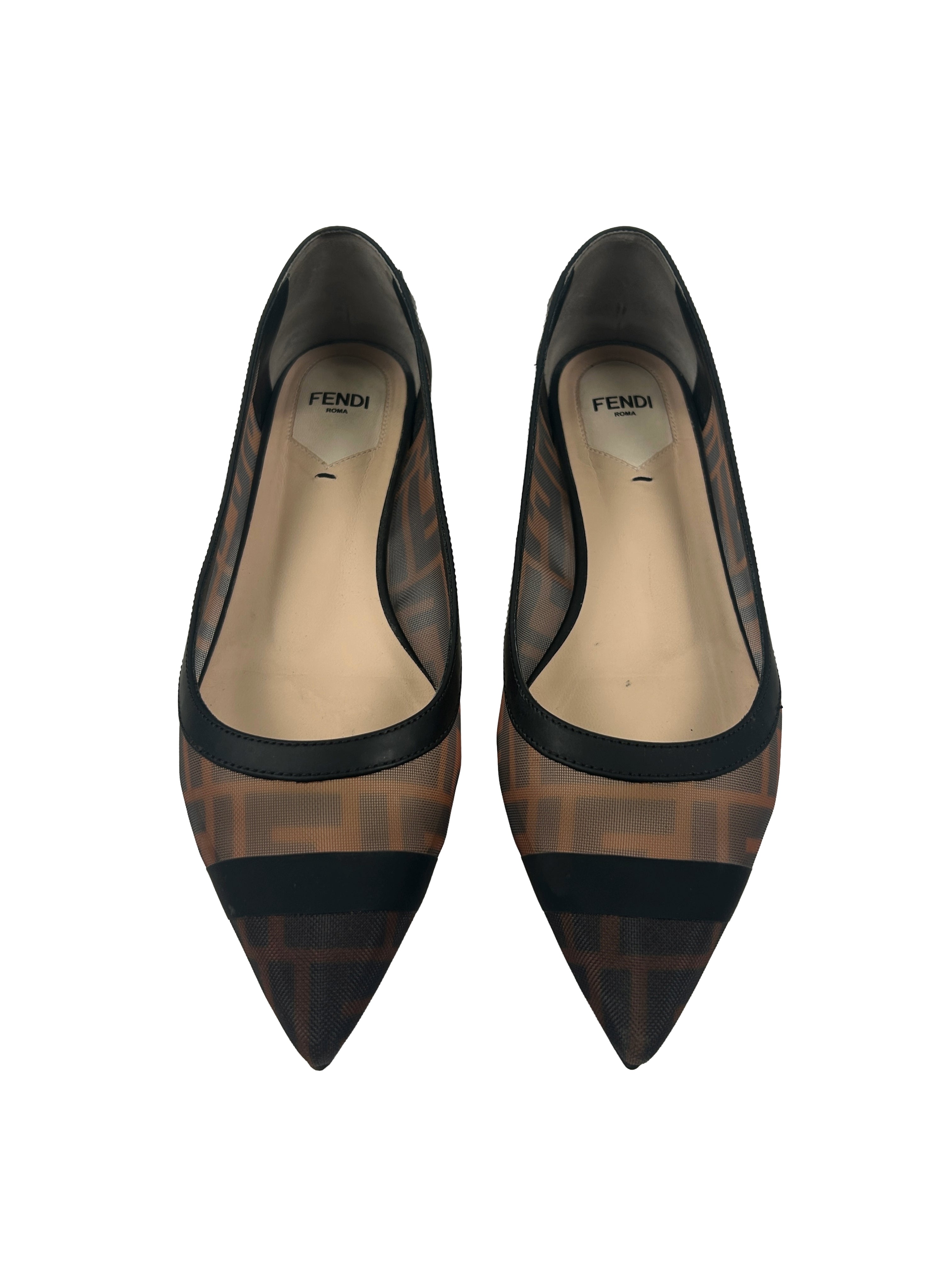 Fendi Size 37 Zucca Mesh Skimmer Ballet Flats