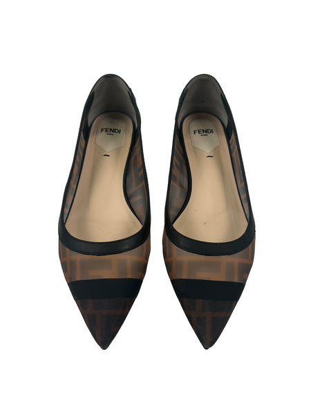 Fendi Size 37 Zucca Mesh Skimmer Ballet Flats