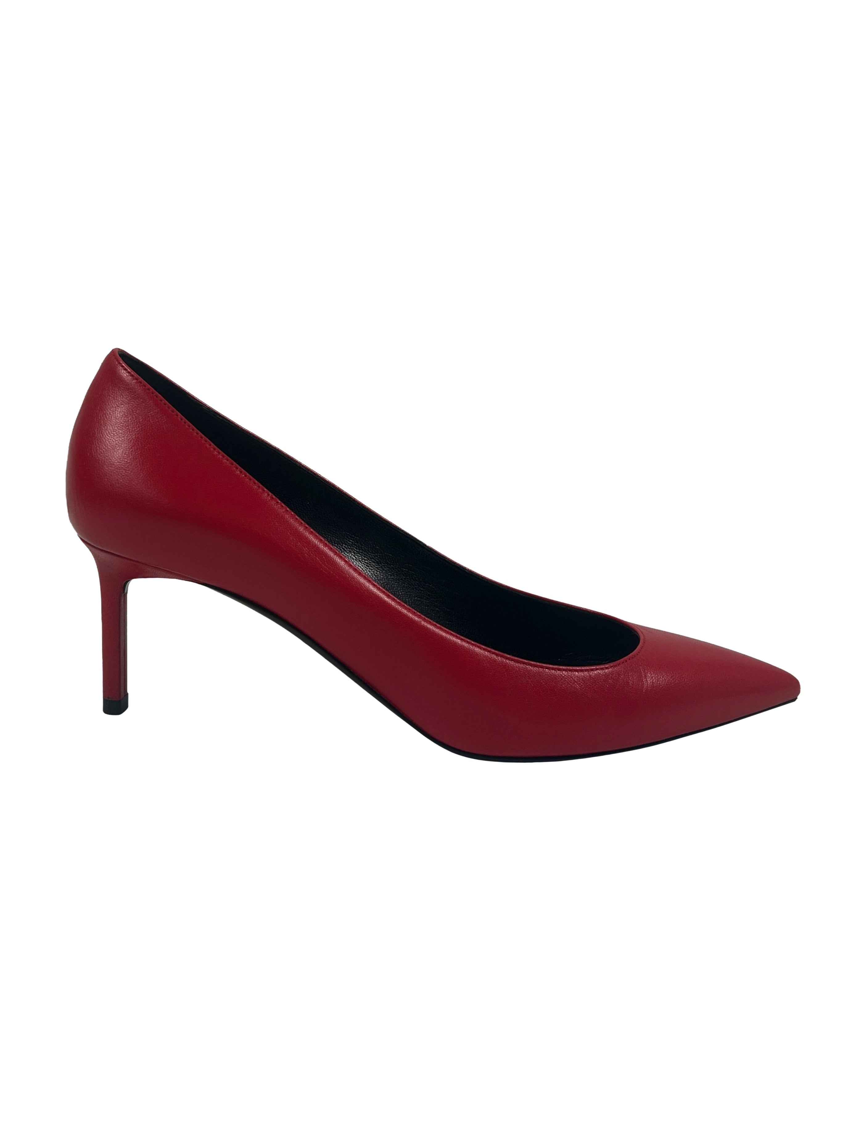 Saint Laurent Size 37.5 Red Leather Pumps