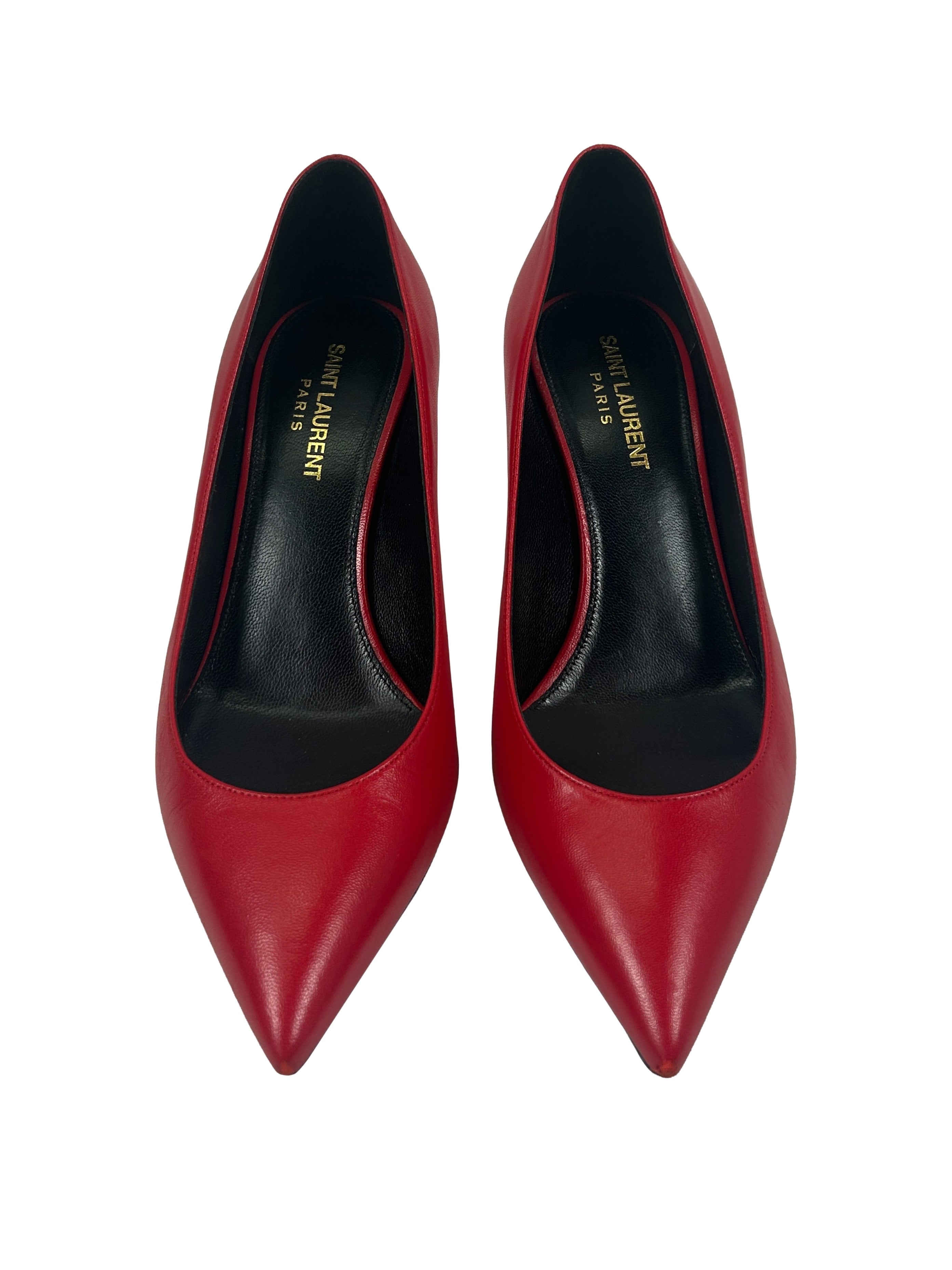 Saint Laurent Size 37.5 Red Leather Pumps