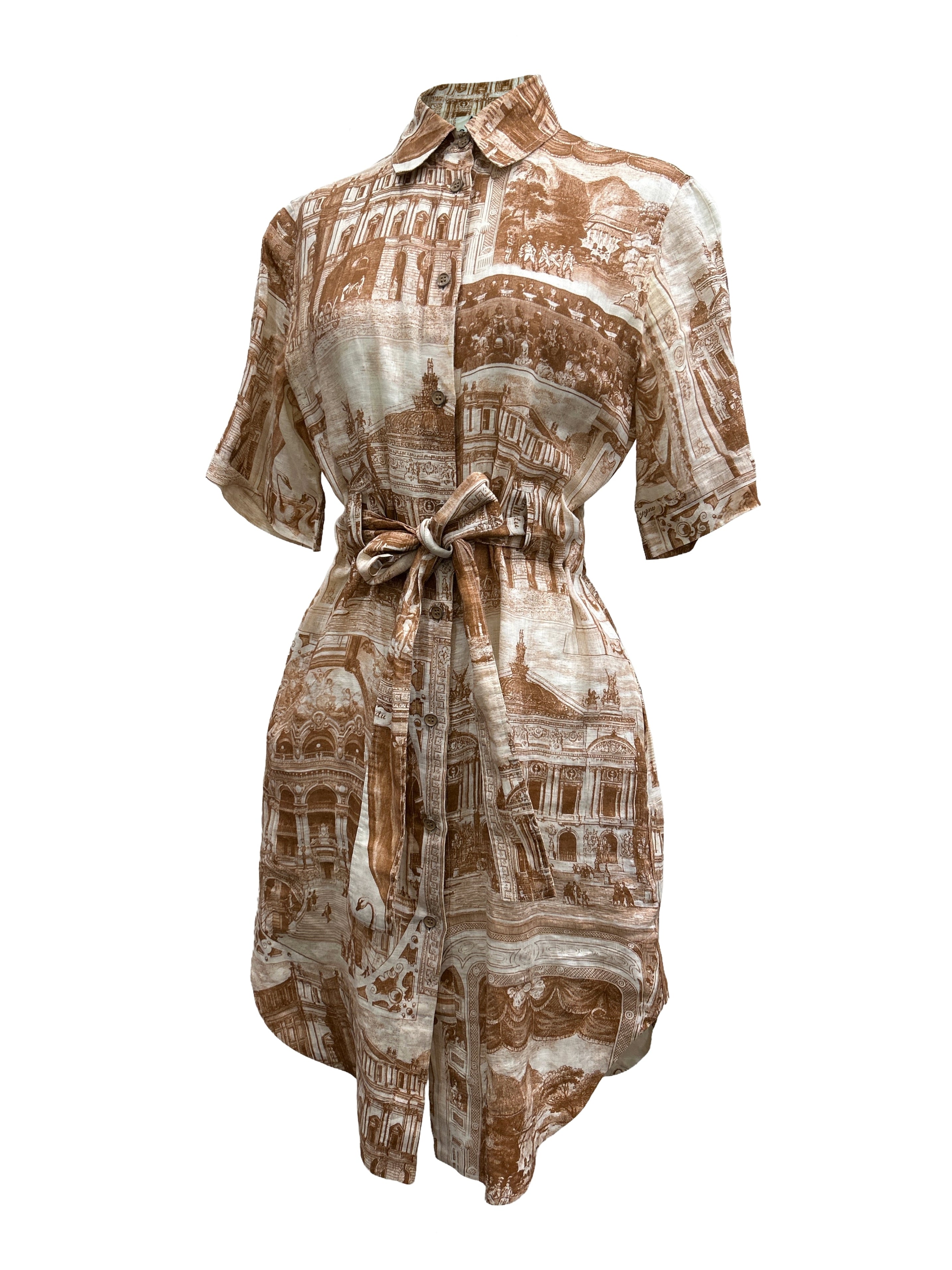 Acne Studios Size 32 Theatre Print Linen Shirt Dress