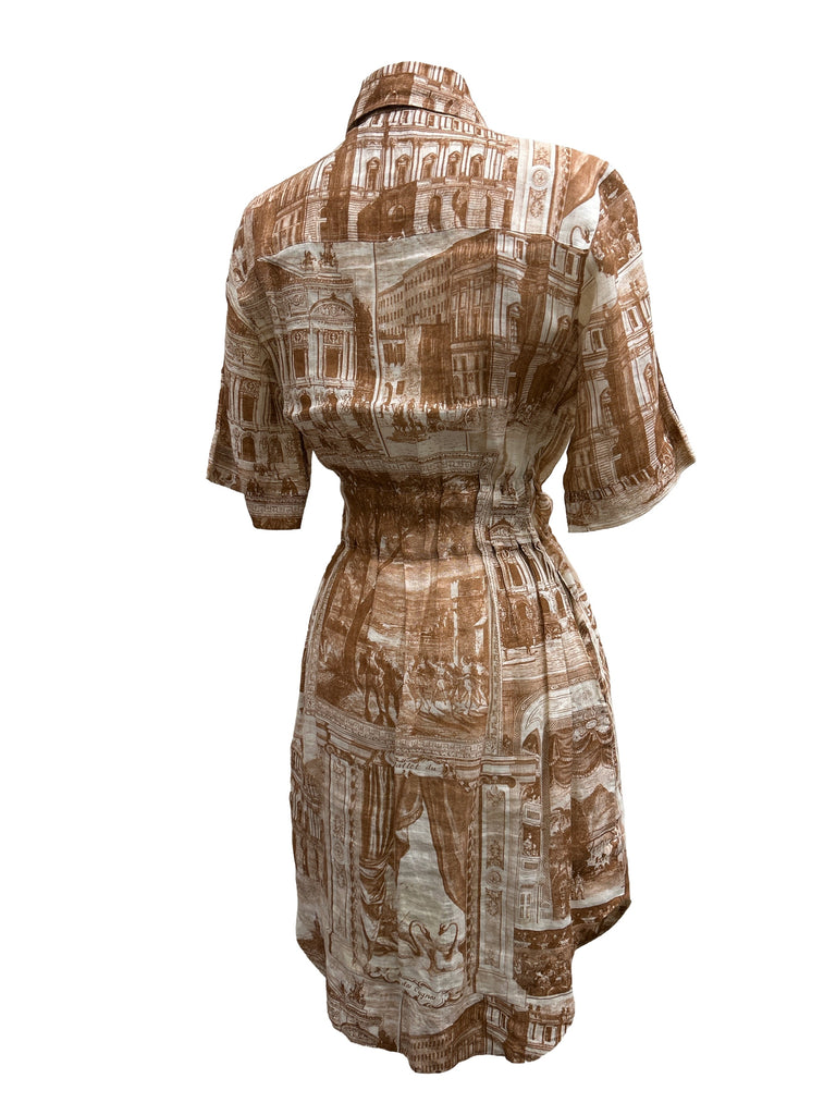 Acne Studios Size 32 Theatre Print Linen Shirt Dress Front and Company Acne Studios Size 32 Theatre Print Linen Shirt Dress Front and Company