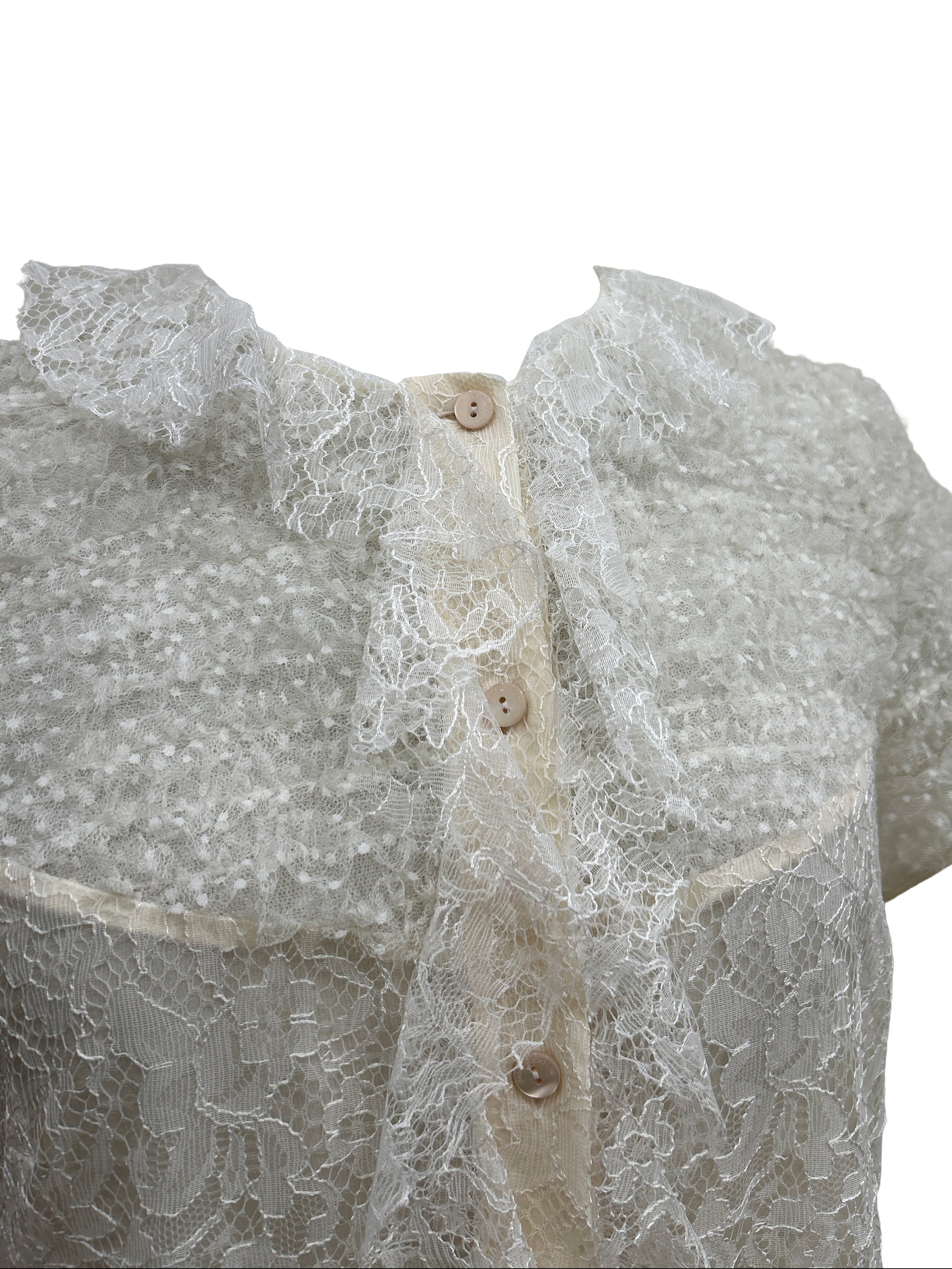 Red Valentino Ruffled Lace Button-Down Blouse