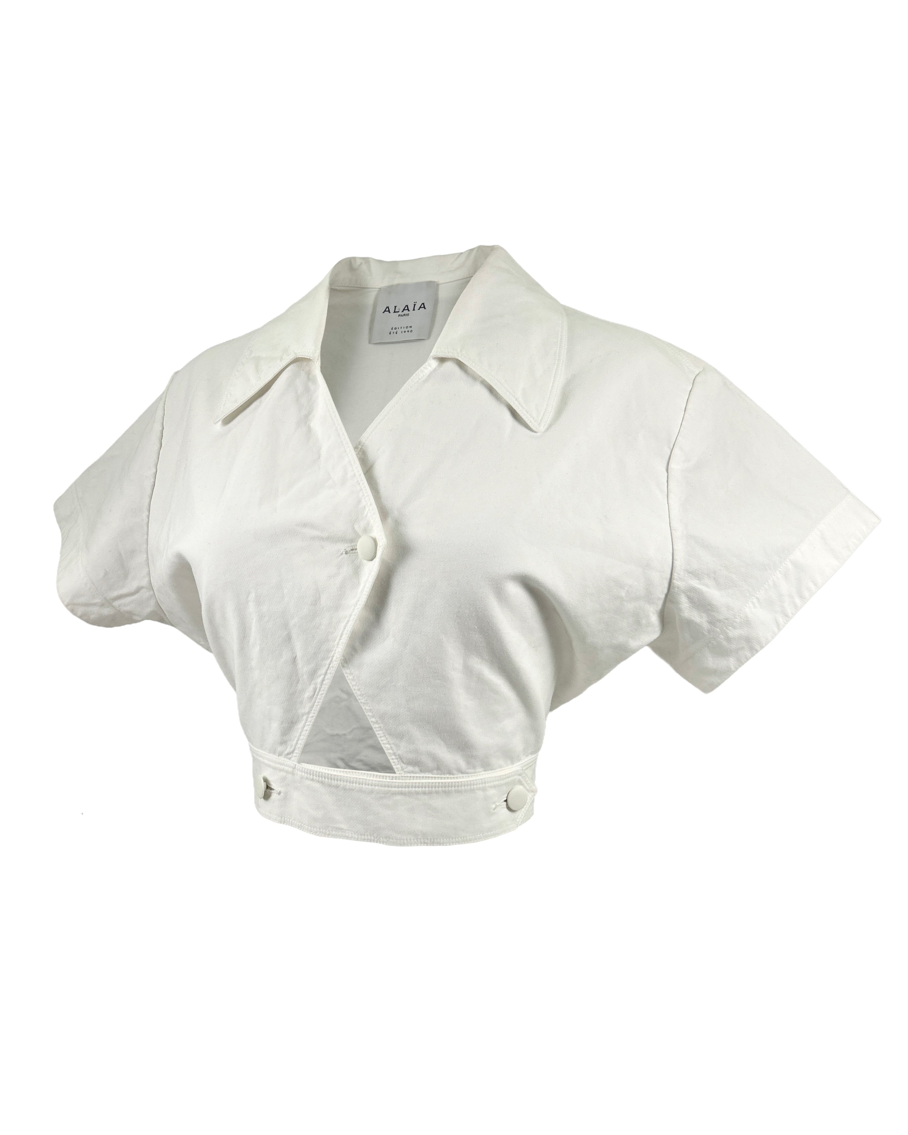 Alaia Size 42 Cropped Cutout Shirt