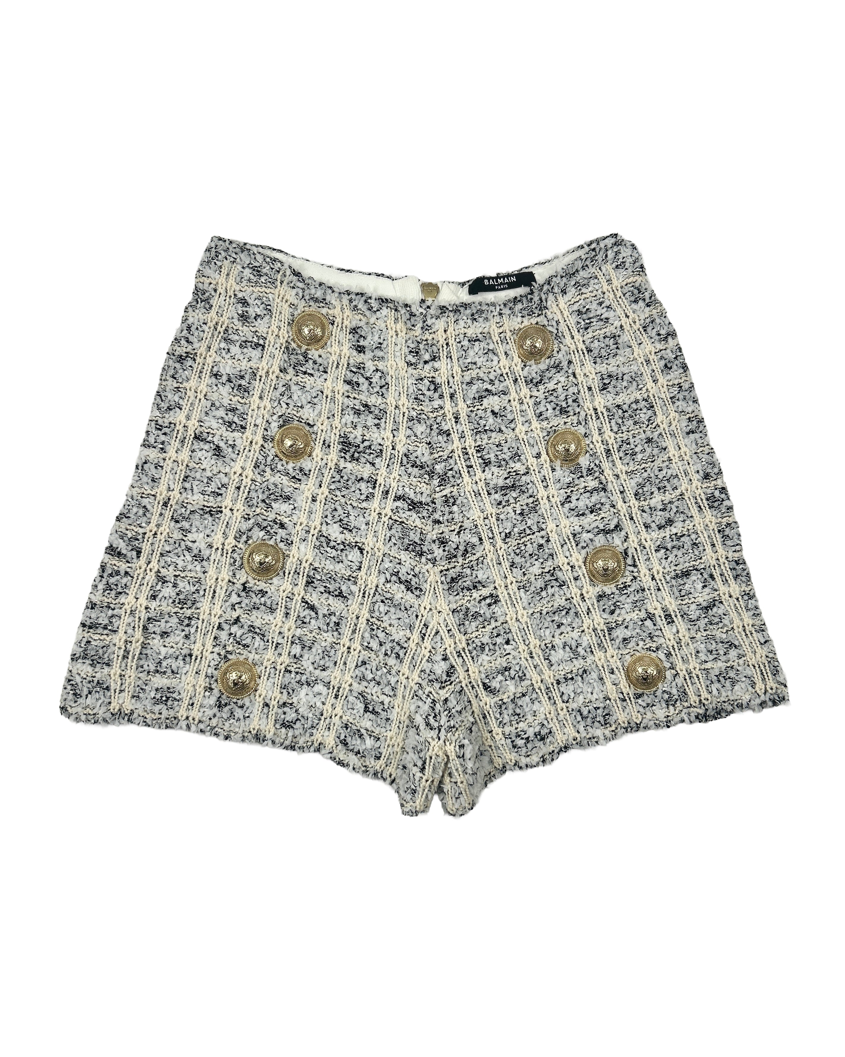 Balmain Size 36 Tweed Check Shorts