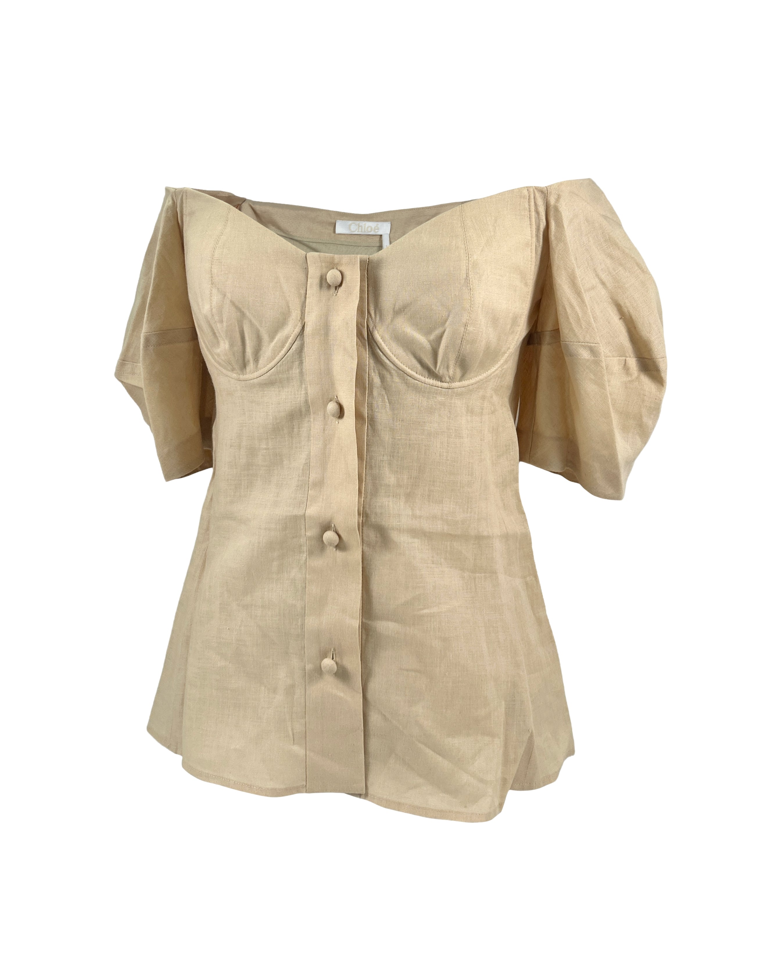Chloe Size 34 Soft Voile Linen Off Shoulder Blouse