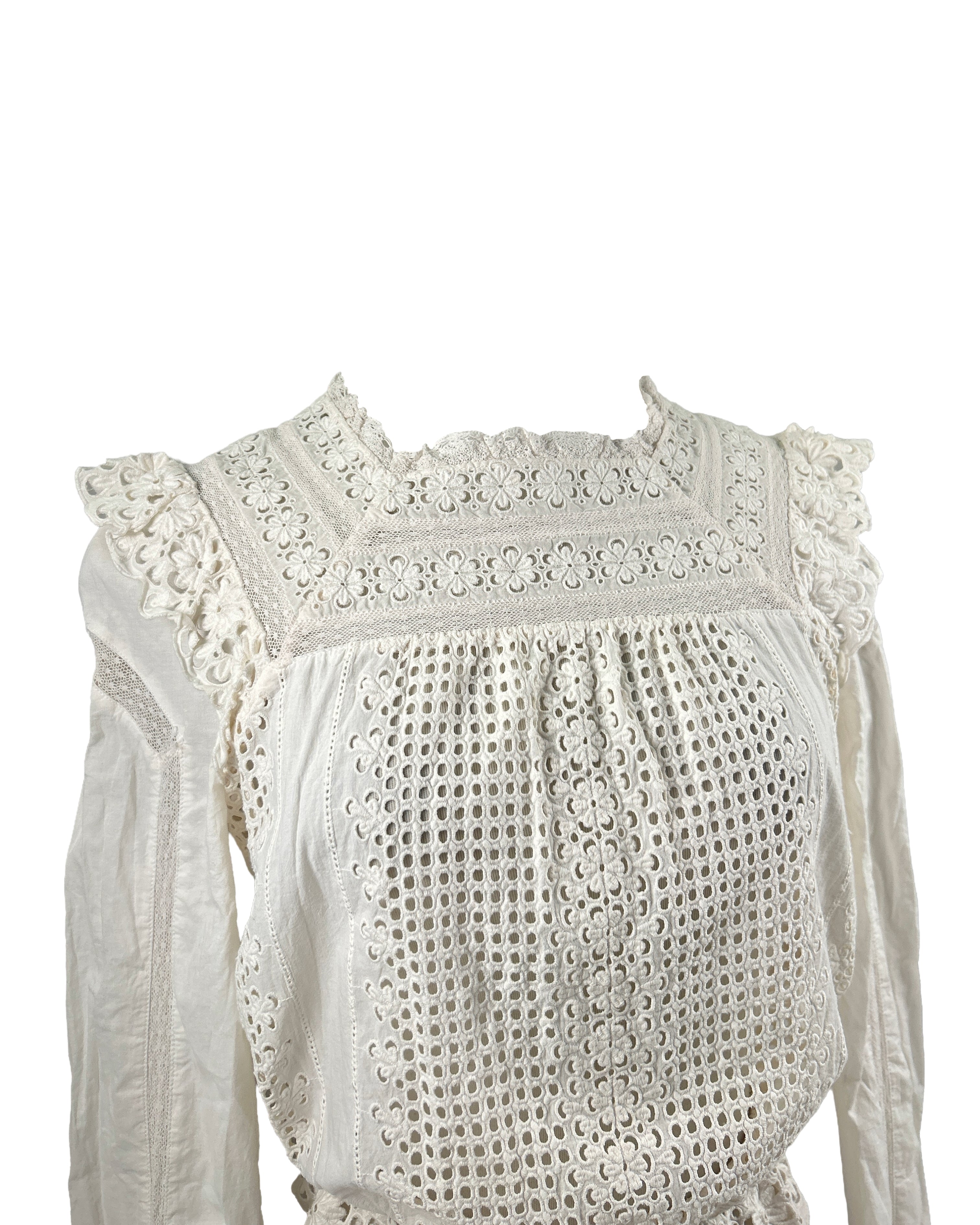 Zimmermann Size 2 Eyelet Lace Ruffled Blouse