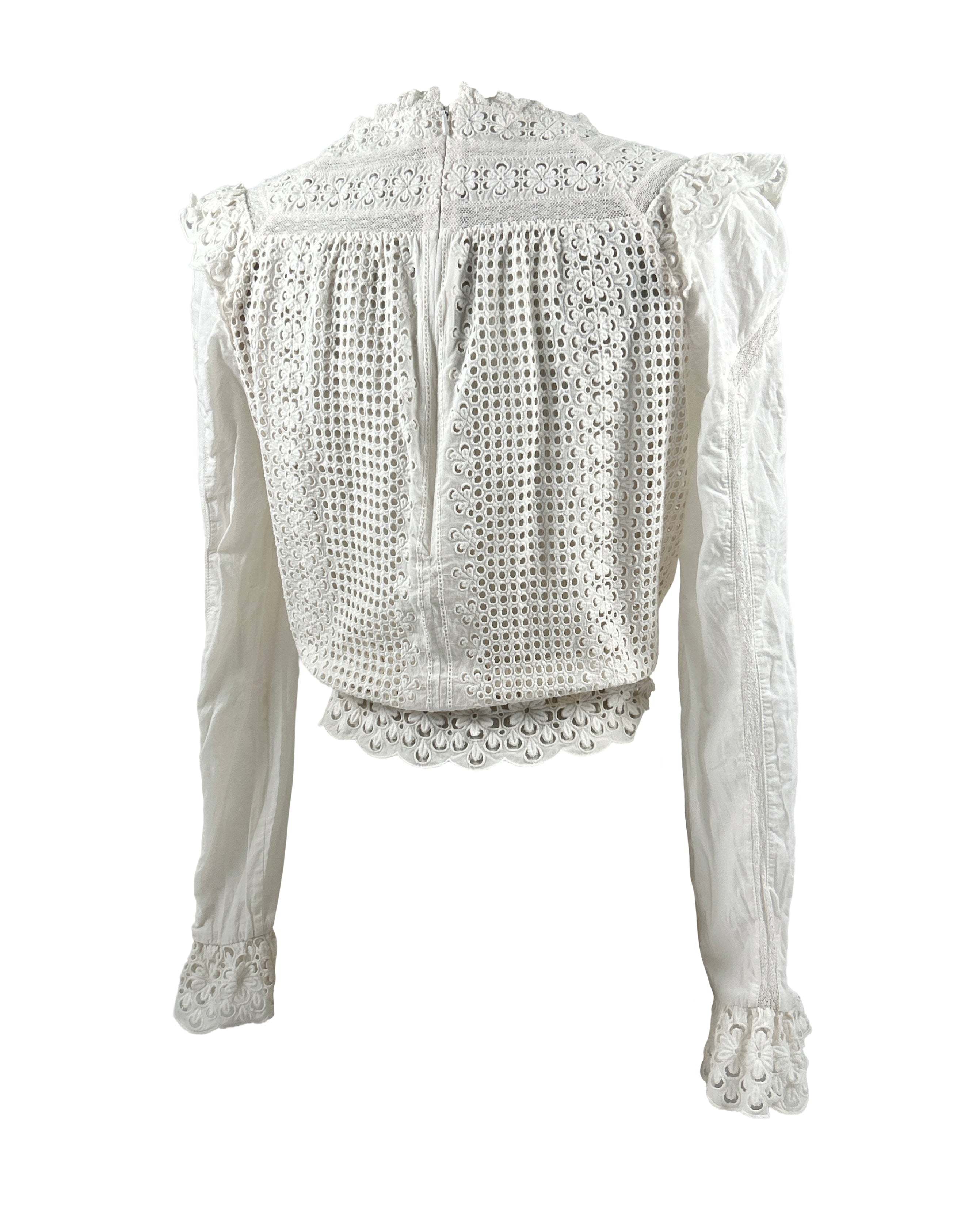 Zimmermann Size 2 Eyelet Lace Ruffled Blouse