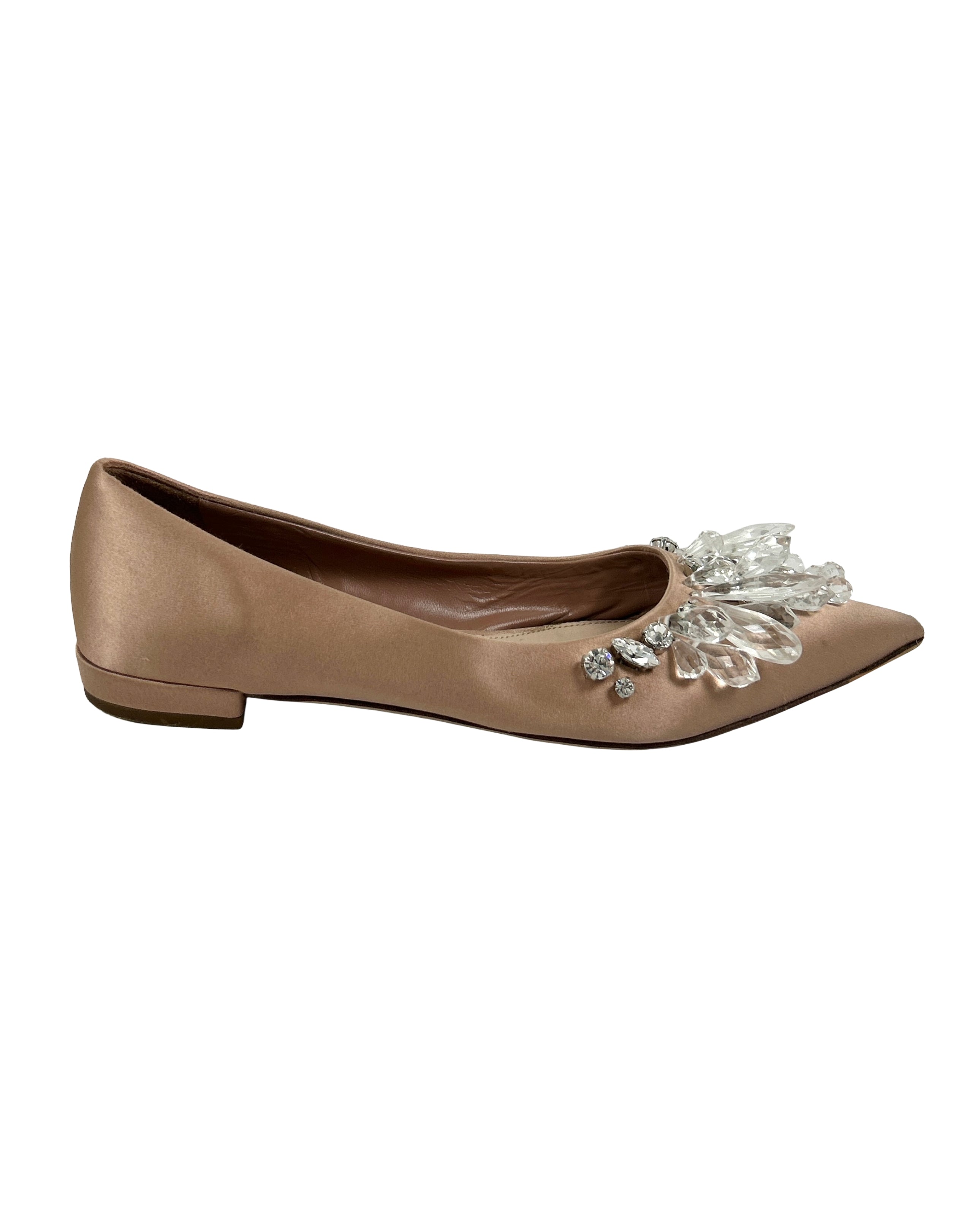 Miu Miu Size 36.5 Satin Embellished Ballet Flats
