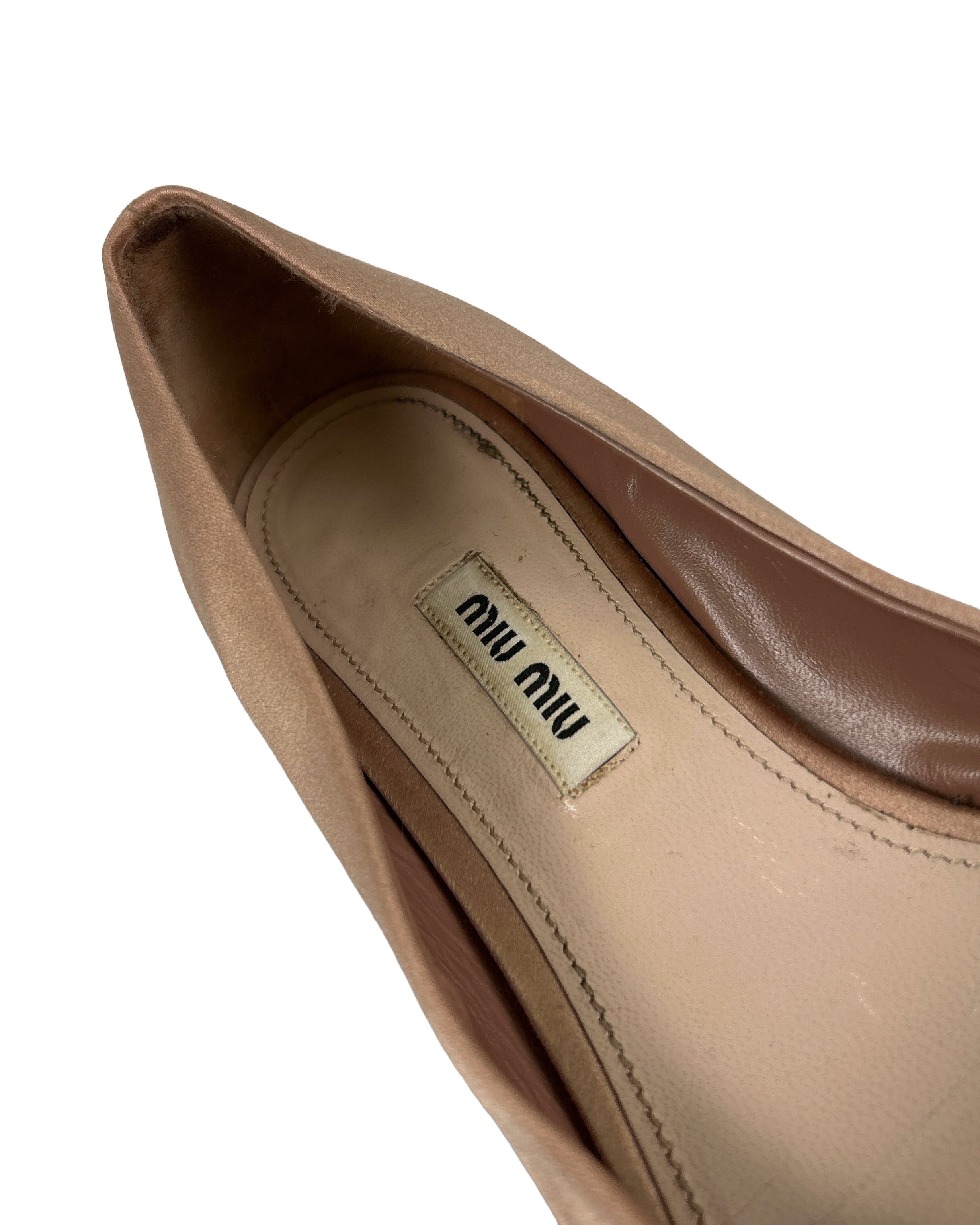 Miu Miu Size 36.5 Satin Embellished Ballet Flats