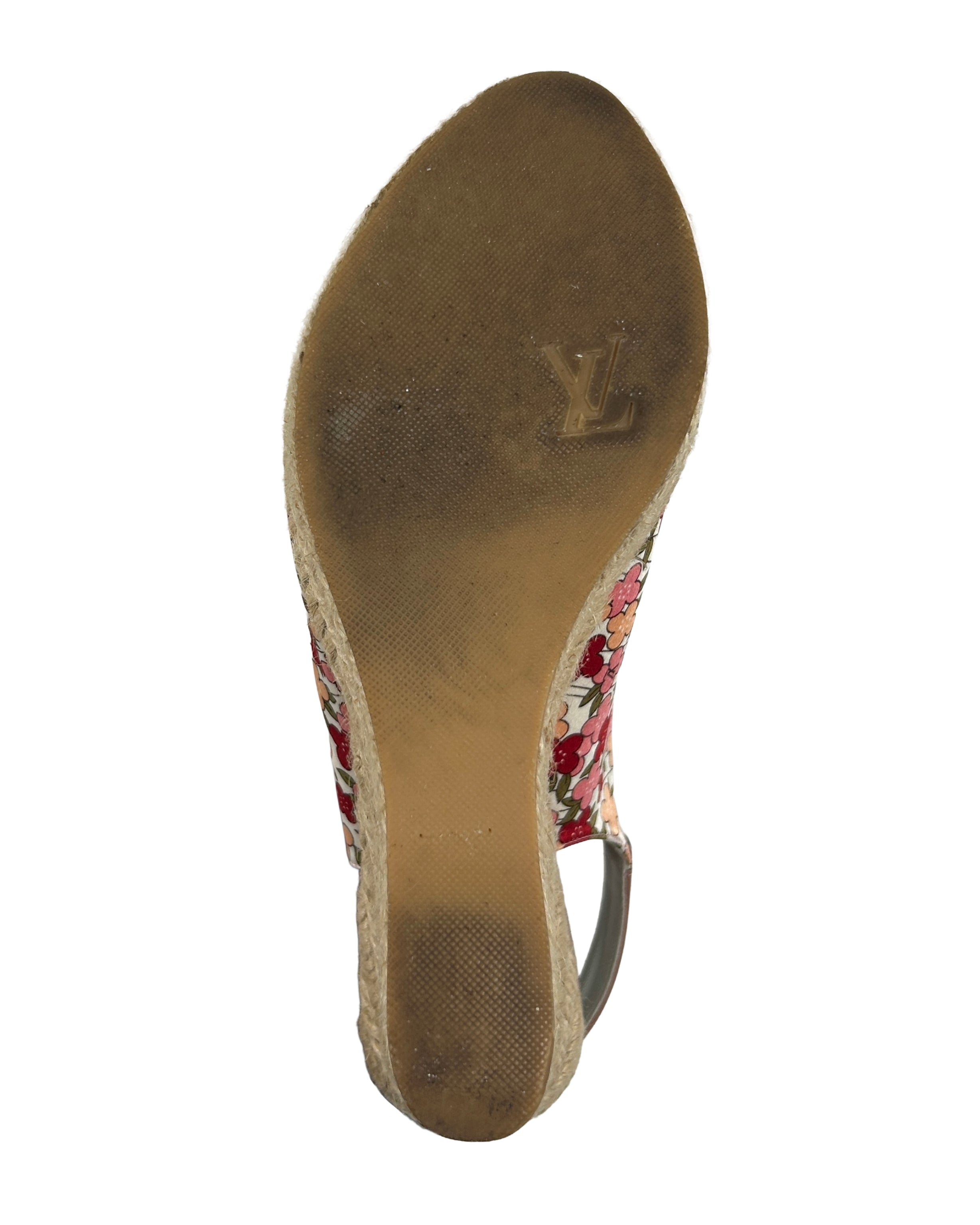 Louis Vuitton Size 36.5 Olivia Floral Printed Silk Espadrille Wedges